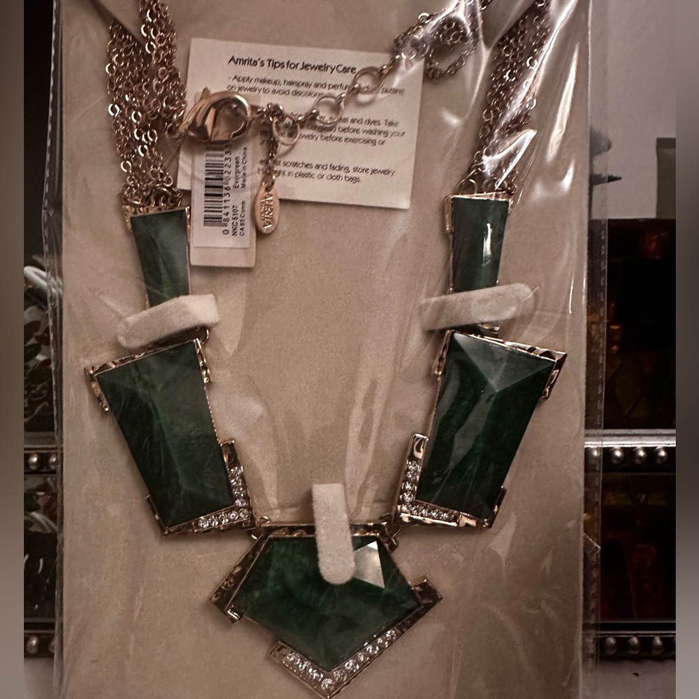 Amrita Singh Green and Gold Geometric Necklace